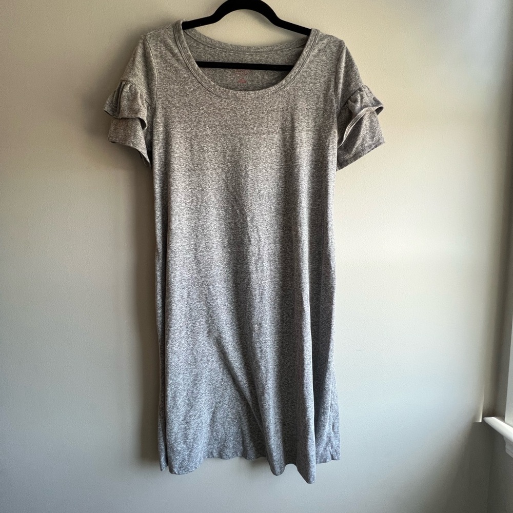 Gray Maternity Ruffle Sleeve Flowy Dress | Bump & Postpartum Friendly | Size XS